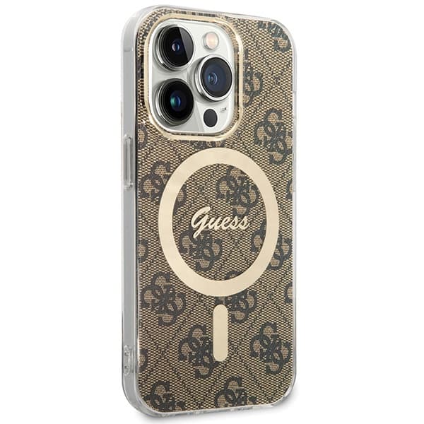 Ovitek Guess IML 4G MagSafe za iPhone 15 Pro - rjav 3