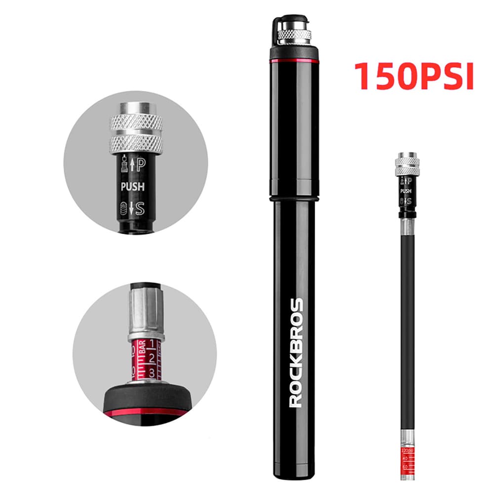 Rockbros SMART-B 150 PSI Mini kolesarska tlačilka (Presta/Schrader), črna 2