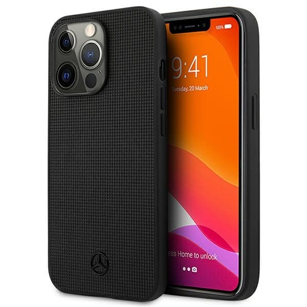 Ovitek Mercedes Meshed Metal Logo za iPhone 13 Pro / 13 – črn