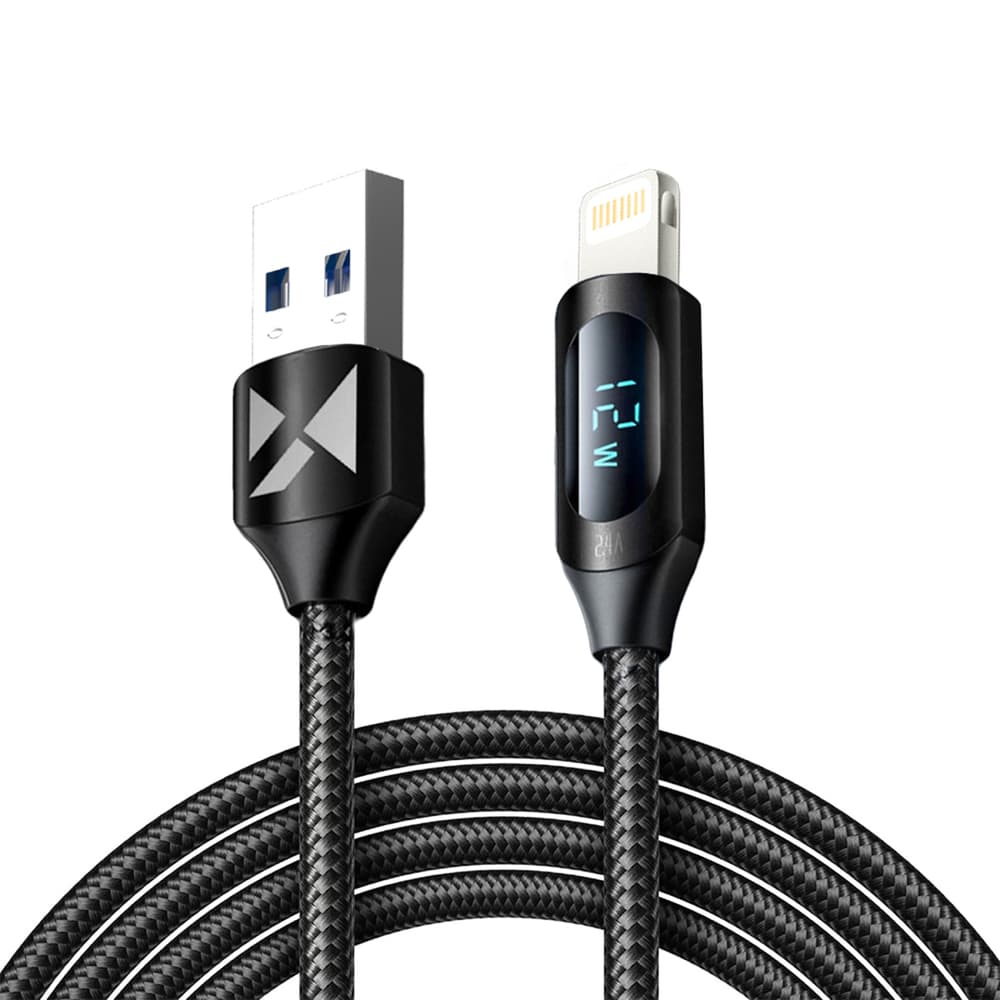 Wozinsky WUALC2 USB-A na Lightning kabel z LED zaslonom, 2.4A, 2m - črn