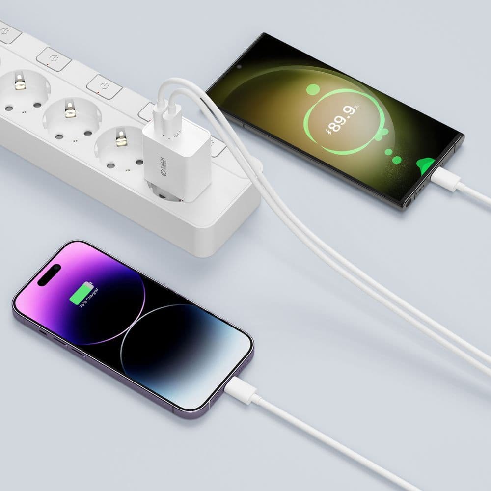 Tech-Protect NC30W USB-C PD 30W / USB-A QC 3.0 polnilec - bel 5