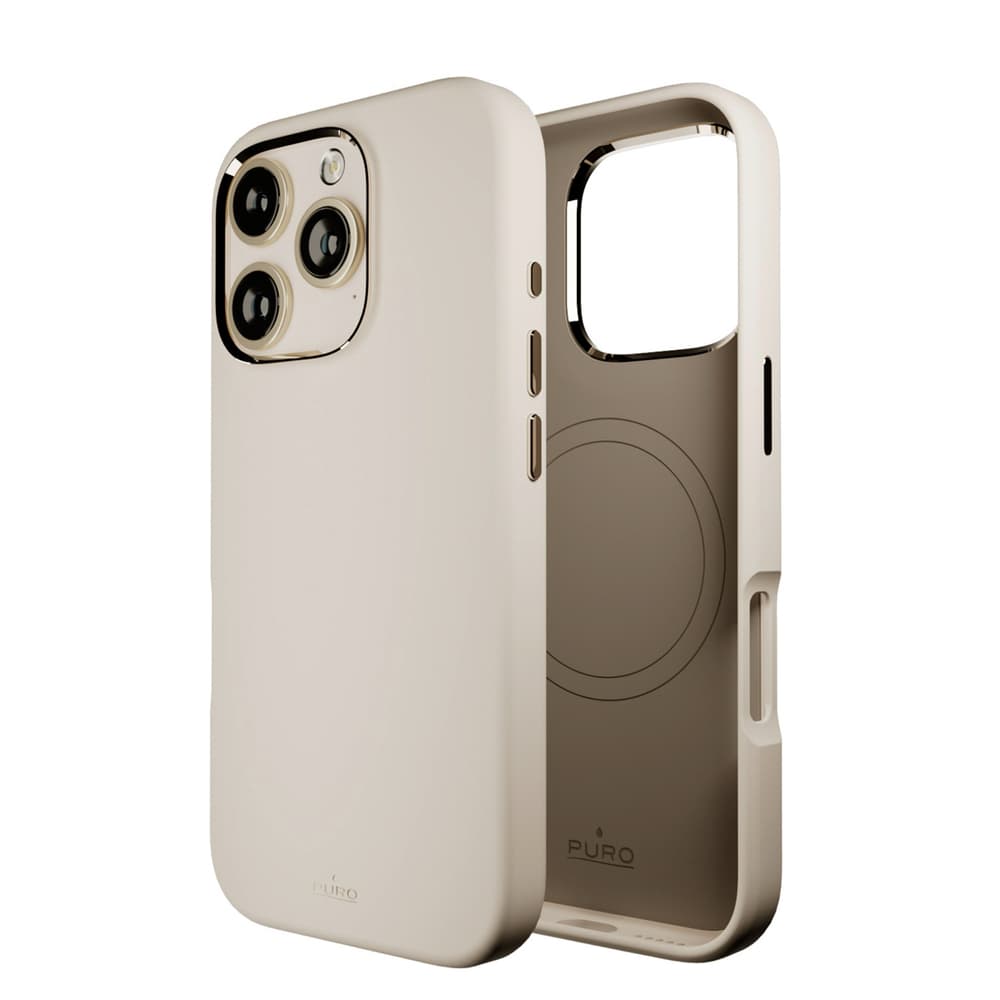 Puro Icon Mag Pro MagSafe silikonski ovitek za iPhone 16 Pro - bež