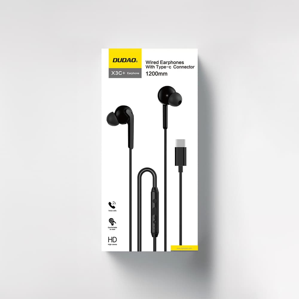 Dudao X3C+ žične slušalke USB-C 1.2m - črne 2
