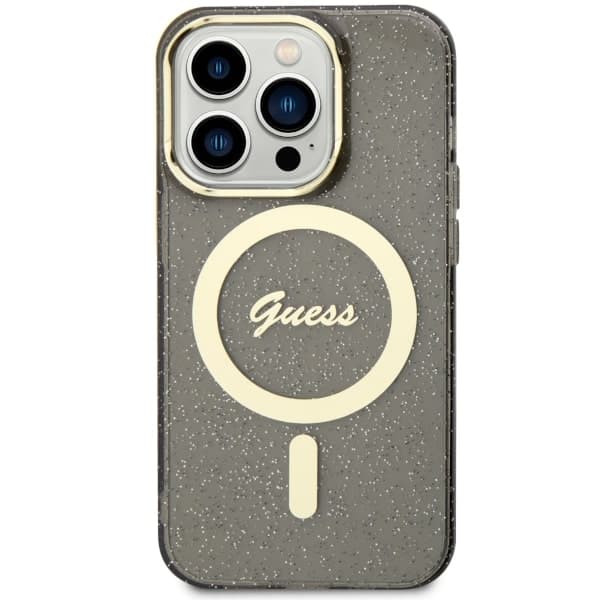 Ovitek Guess Glitter Gold MagSafe za iPhone 14 Pro Max, črn 3