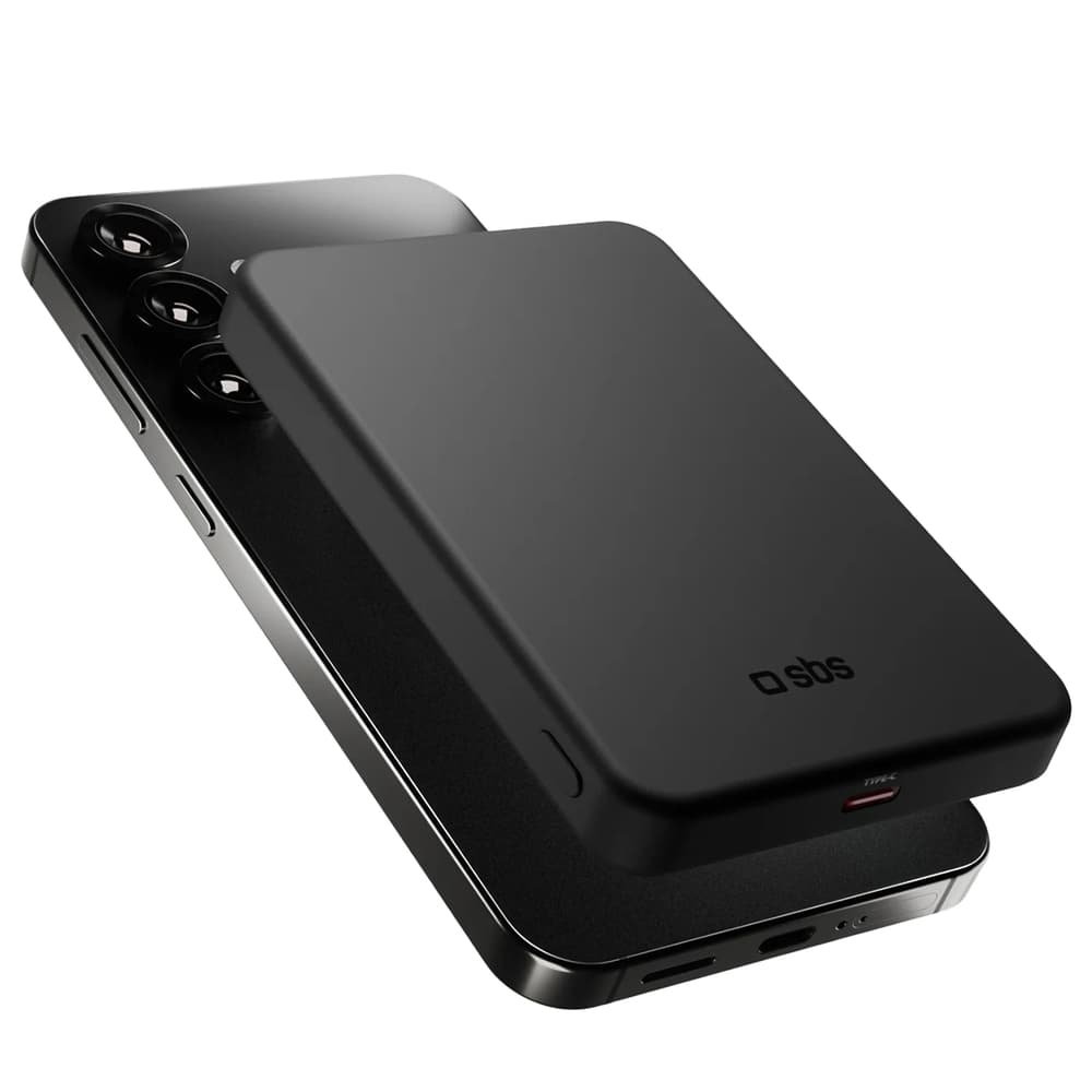 SBS Mag Power Qi2 5000 mAh Powerbank z MagSafe - črn