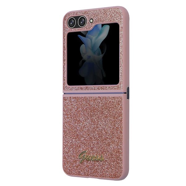 Ovitek Guess Glitter Script za Samsung Galaxy Z Flip 5 - roza 6