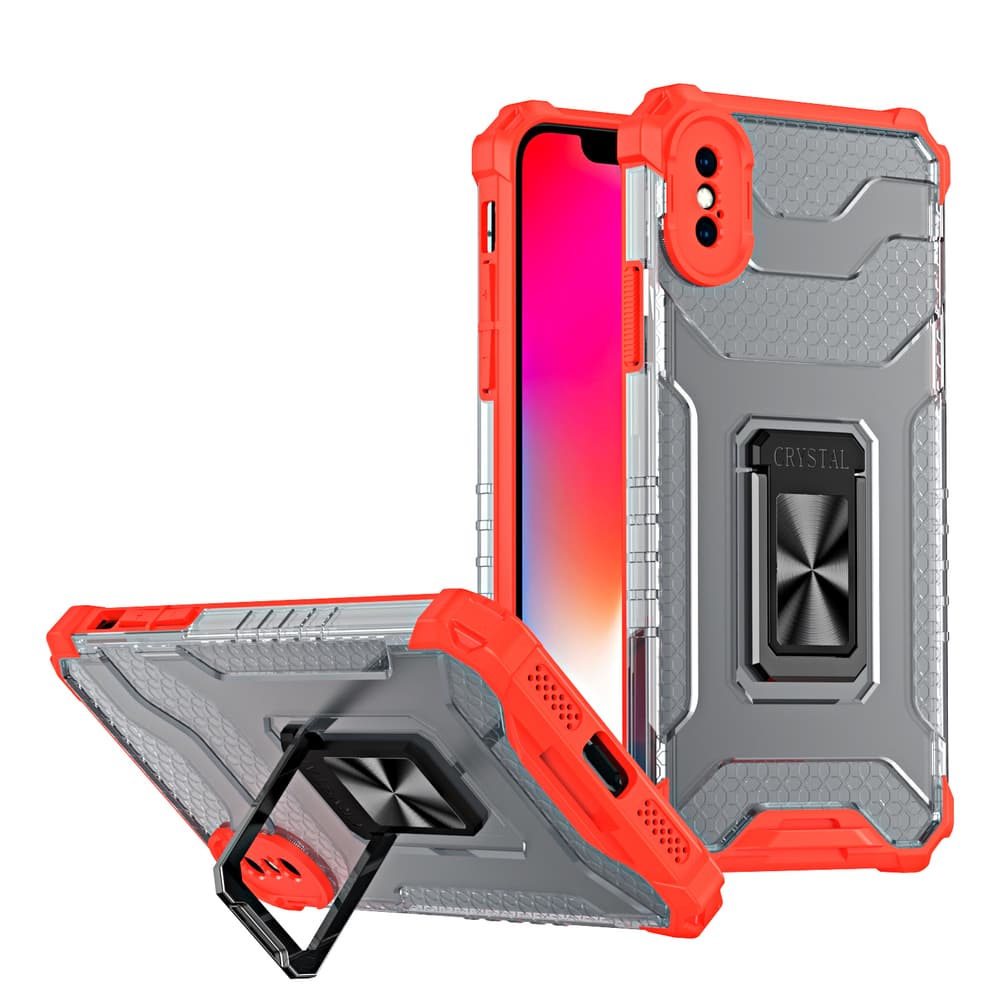 Ovitek Crystal Ring CaseKickstand za iPhone XS Max (rdeč)