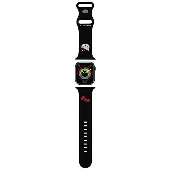 Hello Kitty silikonski trak za Apple Watch 42/44/45/49mm - črna