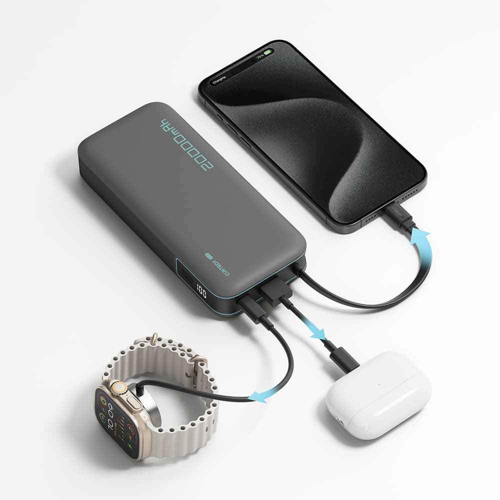Cuktech 45W 20000mAh powerbank z vgrajenim USB-C kablom - siv 3