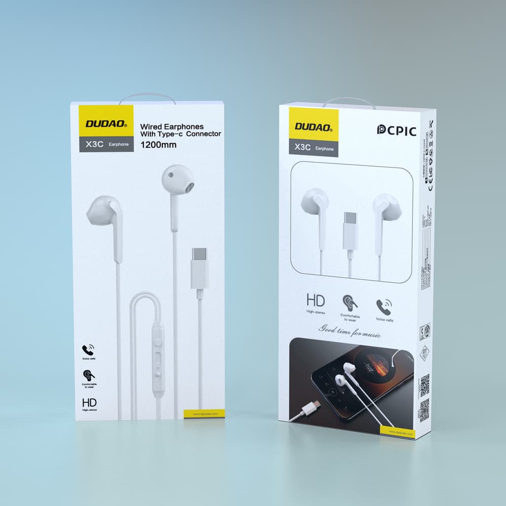 Dudao X3C žične USB-C slušalke 1.2m - bele 8