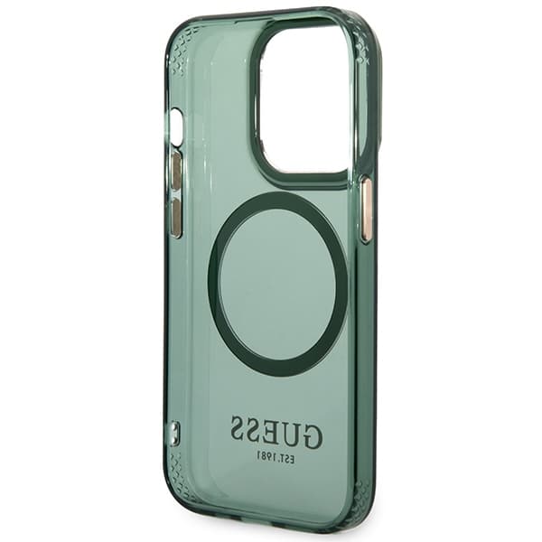 Ovitek Guess Gold Outline Translucent MagSafe za iPhone 14 Pro Max, zelen 7