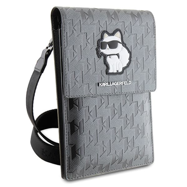 Torba Karl Lagerfeld Handbag Saffiano Monogram Choupette - srebrna 3