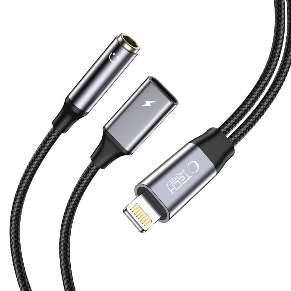 Tech-Protect UltraBoost Lightning M / Mini Jack 3.5mm F / Lightning F, črn
