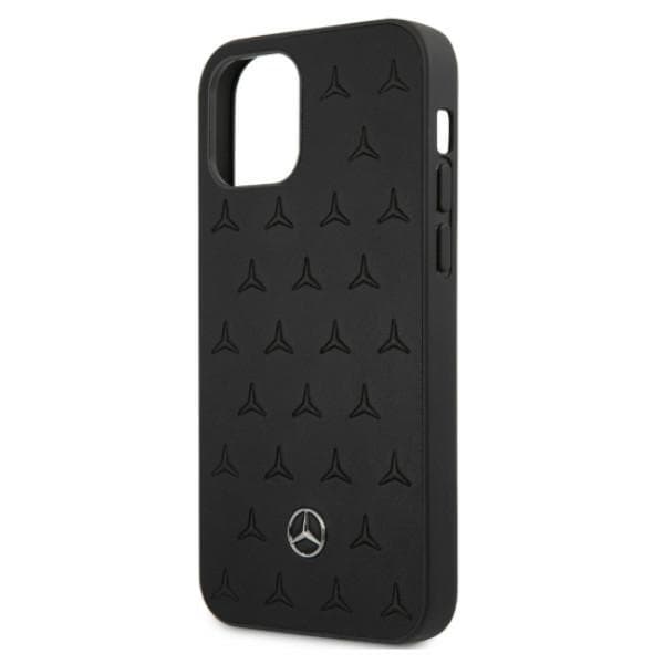 Ovitek Mercedes usnjen Stars Pattern za iPhone 12 Pro Max - črn 6