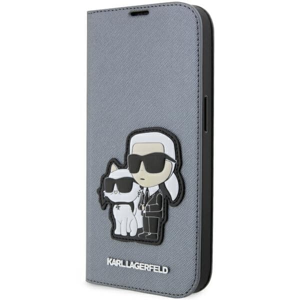 Karl Lagerfeld KLBKP14LSAKLHPK etui za iPhone 14 Pro 6.1" srebrna/srebrna Saffiano Karl & Choupette