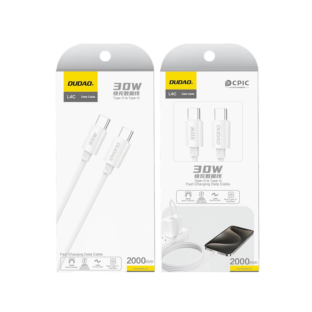 Dudao L4C USB-C / USB-C 30W kabel 2m - bel 3
