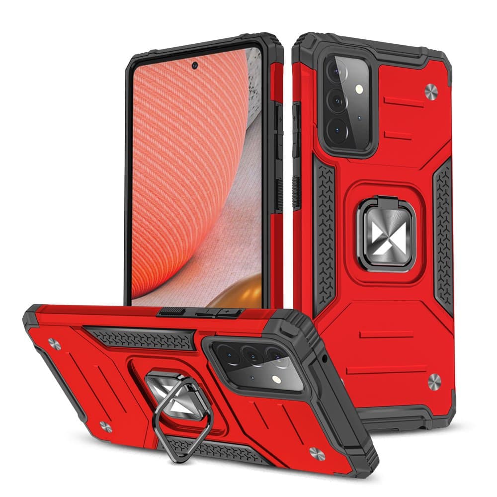 Wozinsky Ring Armor ovitek z obročem za Samsung Galaxy A72 4G rdeč