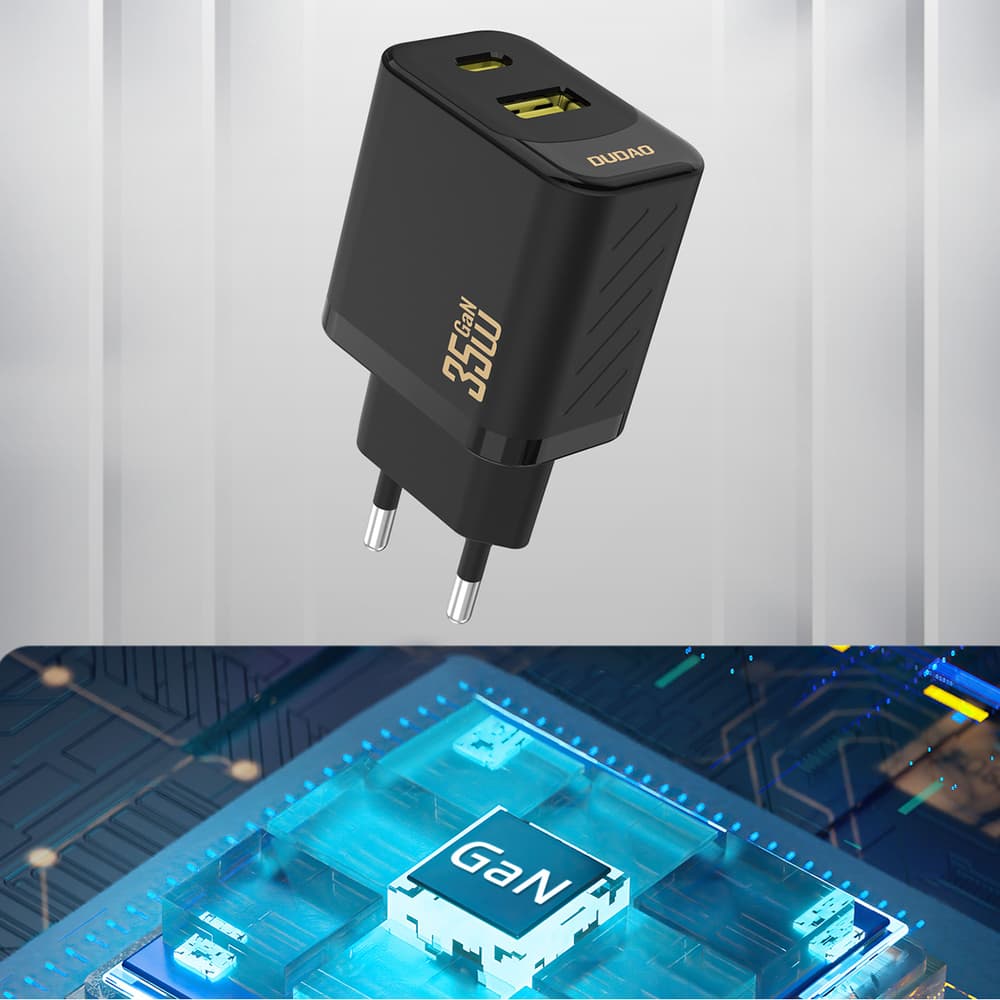 Dudao A27 Max 35W GaN stenski polnilnik, 2v1 USB-C/USB-A, črn 4