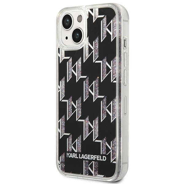 Karl Lagerfeld ovitek za iPhone 14 Plus (6,7") Liquid Glitter Monogram, črn 2