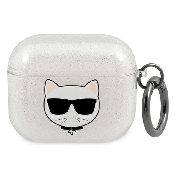 Ovitek Karl Lagerfeld Glitter Choupette za AirPods 3 - srebrn