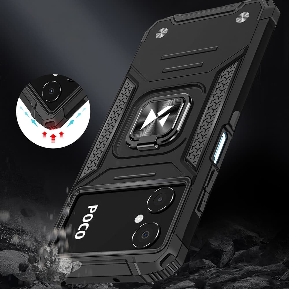 Wozinsky Ring Armor ovitek za Samsung Galaxy A03, črn, z obročem 6