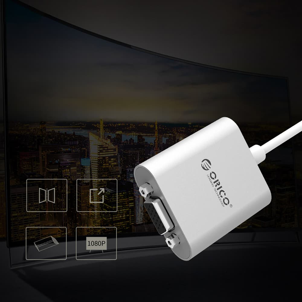 Orico PTAV adapter USB-C na VGA + 3.5mm audio, 0.15m - srebrna 7