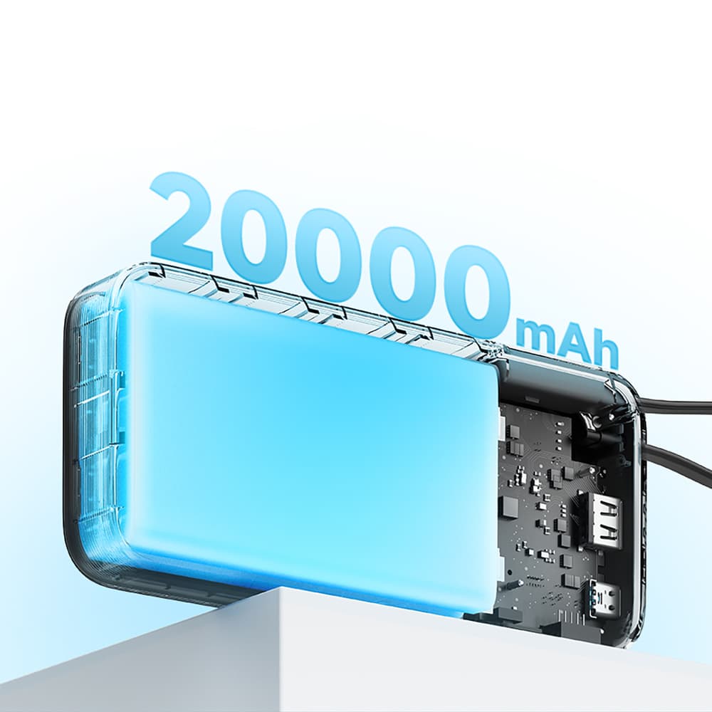 Cuktech 45W 20000mAh powerbank z vgrajenim USB-C kablom - siv 7