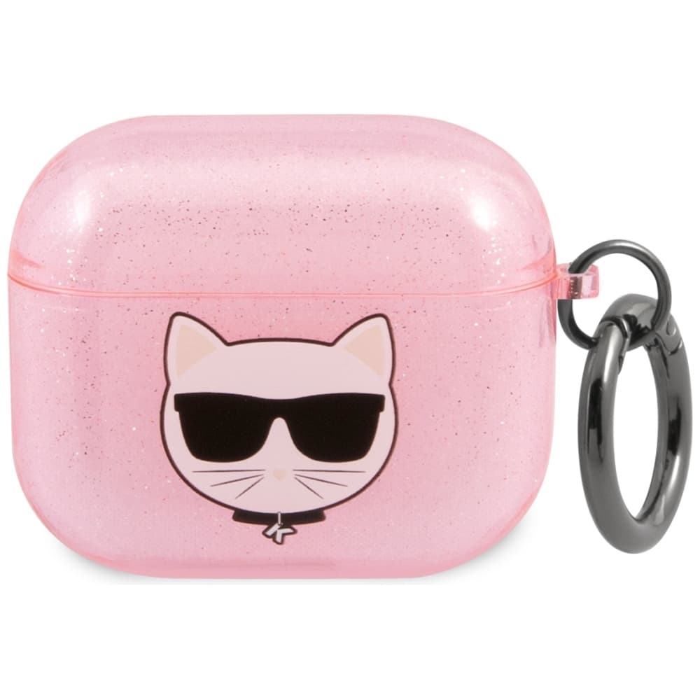Ovitek Karl Lagerfeld Glitter Choupette za AirPods 3 - roza