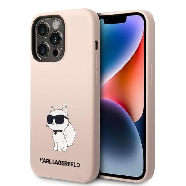 Karl Lagerfeld Silicone Choupette ovitek za iPhone 14 Pro Max - roza