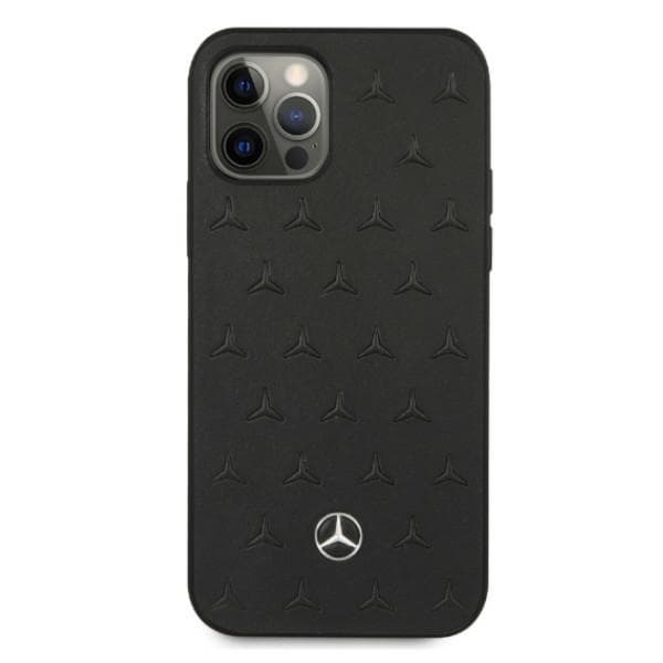 Ovitek Mercedes usnjen Stars Pattern za iPhone 12 Pro Max - črn 3