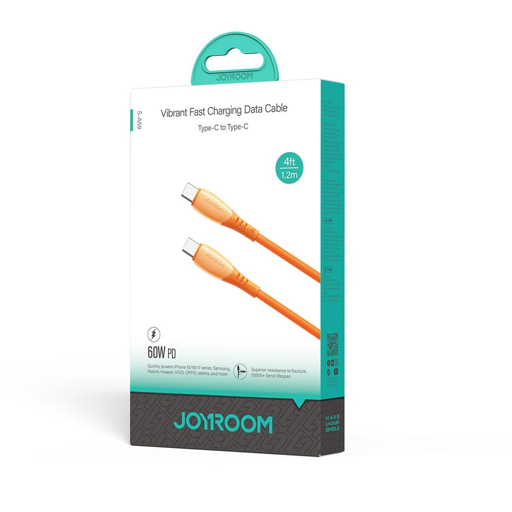 Joyroom S-A59 Vibrant Series 60W USB-C - USB-C kabel 1.2m - oranžen 7