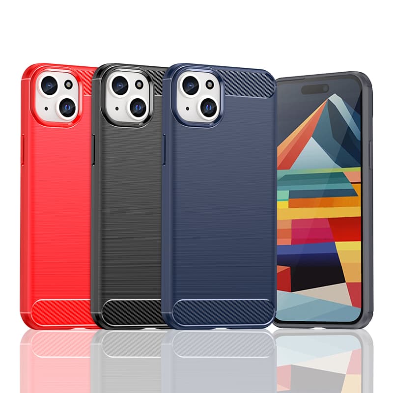 Gibljiv ovitek Carbon za iPhone 15 Plus Hurtel - črn 6
