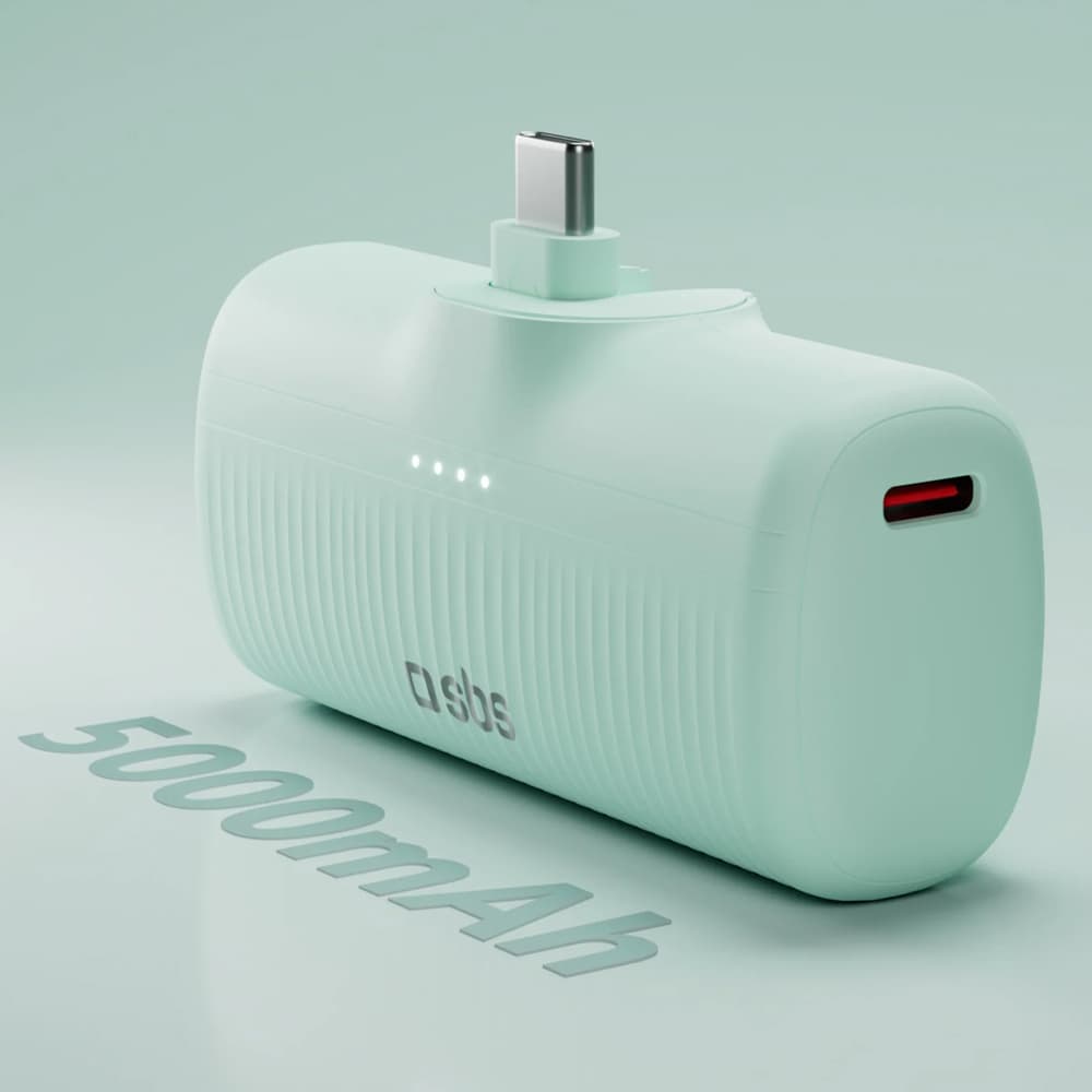 Prenosni polnilnik SBS EcoPower 5000 mAh 10W, vgrajen USB-C, zelen 3