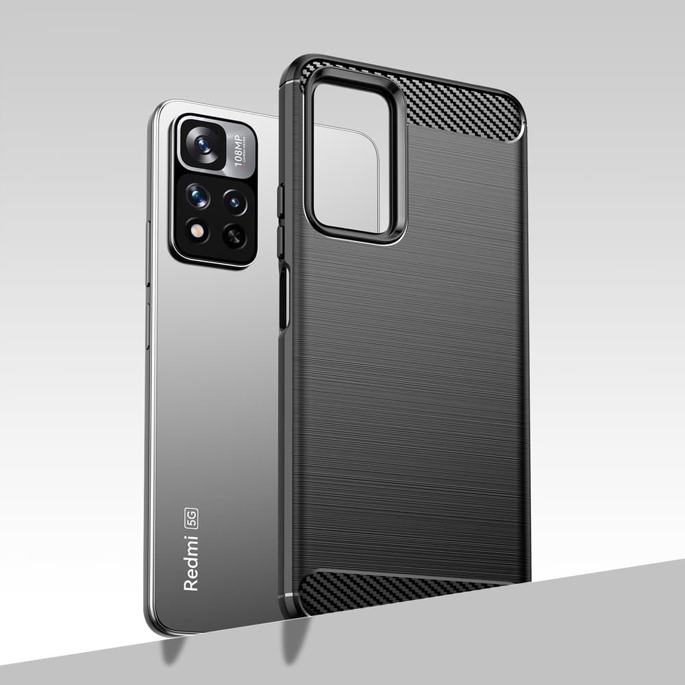 Carbon Case ovitek za Xiaomi Redmi Note 11 Pro+ / 11 Pro / Poco X4 NFC, črn 5
