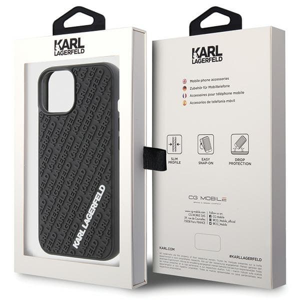 Karl Lagerfeld ovitek za iPhone 15, 3D Rubber Multi Logo, črn 8