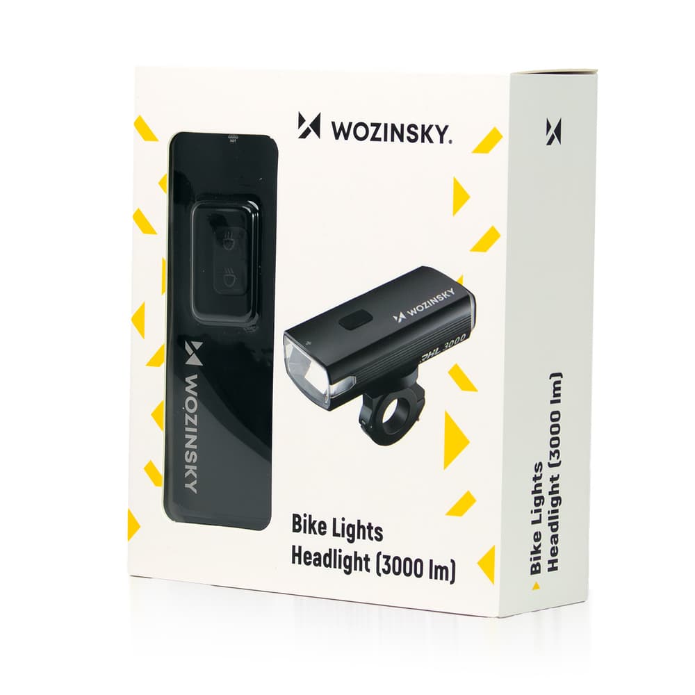 Prednja luč za kolo Wozinsky (3000 lm) z USB-C kablom, črna 2