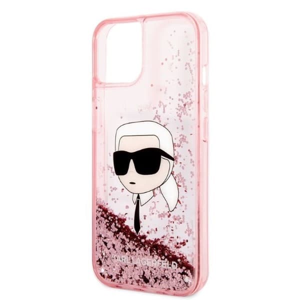 Karl Lagerfeld Glitter Karl's Head etui za iPhone 14 Plus - roza 6