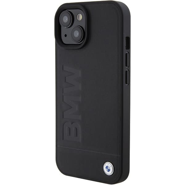 Etui BMW Leather Stamp MagSafe za iPhone 15 Plus - črna 2
