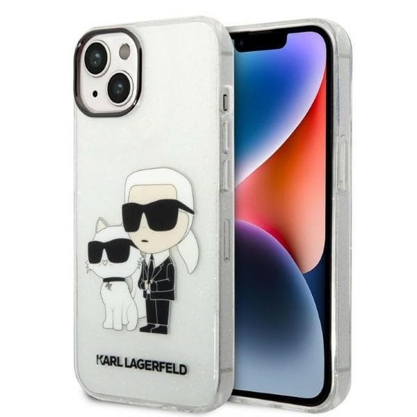 Karl Lagerfeld Glitter Karl & Choupette etui za iPhone 14 Plus - prozoren
