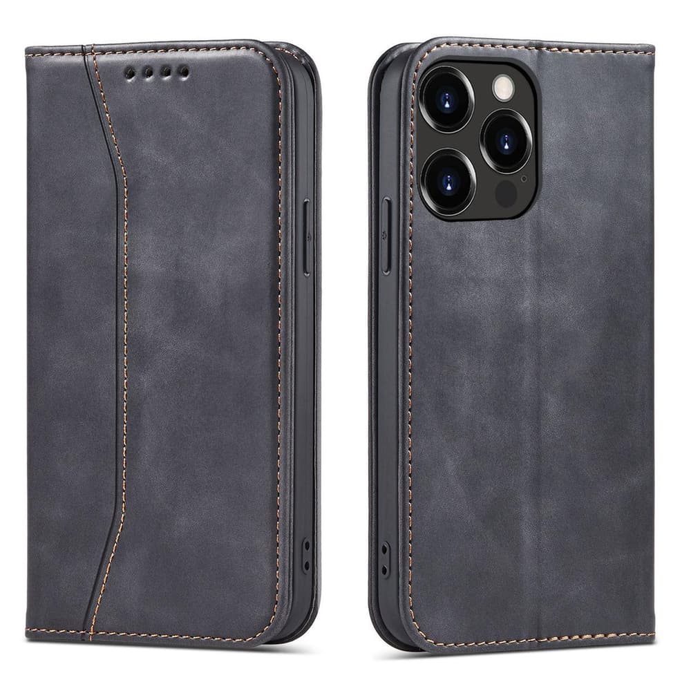 Hurtel Magnet Fancy ovitek z denarnico in oporo za iPhone 14 Plus, črn
