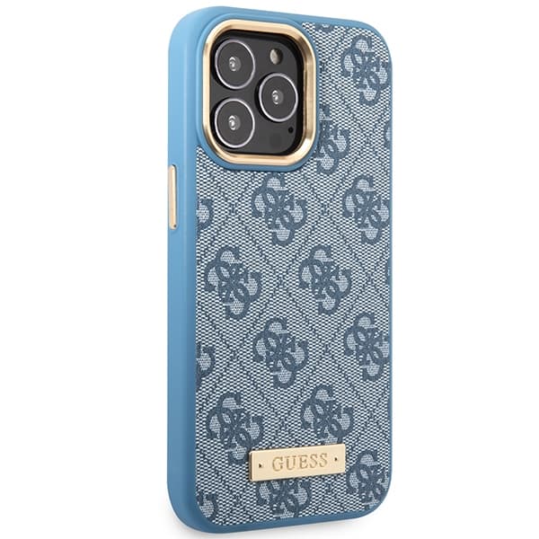 Ovitek Guess 4G Logo Plate MagSafe za iPhone 14 Pro, moder 4