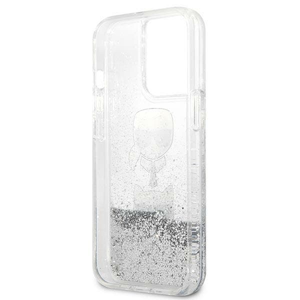 Karl Lagerfeld Liquid Glitter ovitek za iPhone 13 Pro Max - srebrn 7