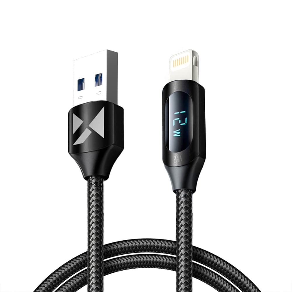 Wozinsky WUALC1 USB-A na Lightning kabel z LED zaslonom, 2.4A, 1m - črn
