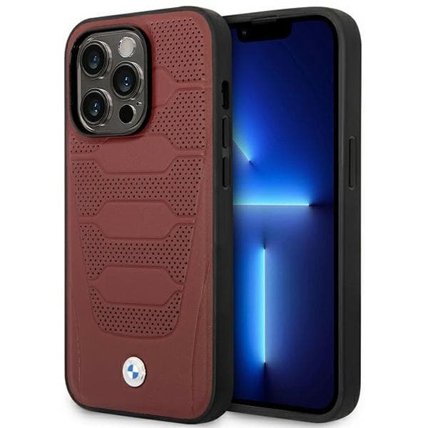 Ovitek BMW BMHMP14L22RPSR za iPhone 14 Pro 6.1" usnje Leather Seats Pattern MagSafe, bordo