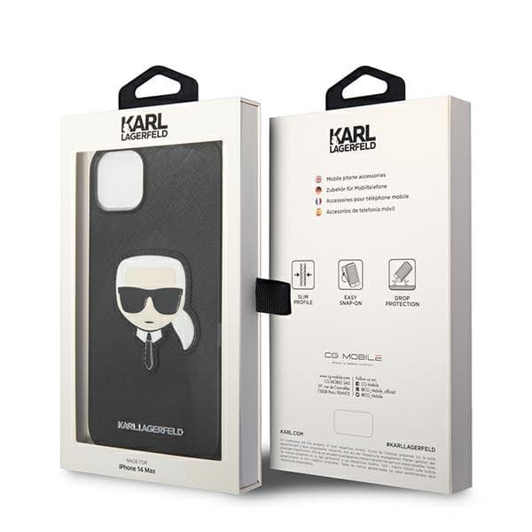 Ovitek Karl Lagerfeld Saffiano 'Karl's Head Patch' za iPhone 14 Plus - Črna 8