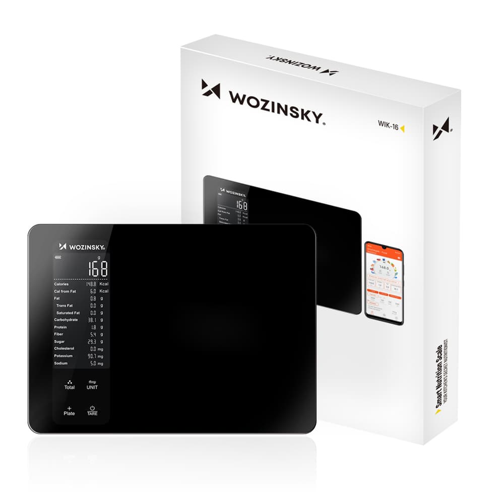 Wozinsky WIK-16 Pametna kuhinjska tehtnica z zaslonom, Bluetooth, črna