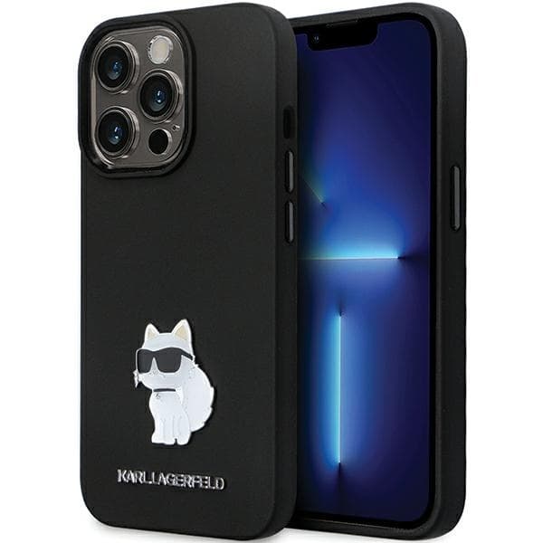 Ovitek Karl Lagerfeld KLHCP14LSMHCNPK za iPhone 14 Pro - črna Silicone C Metal Pin