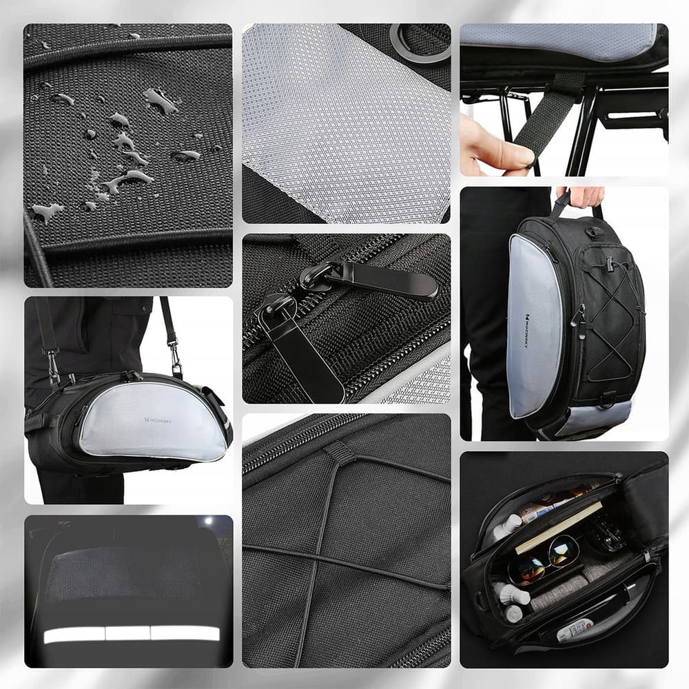 Wozinsky Bike Pannier Bag 13L črna torba za prtljažnik z naramnico 2