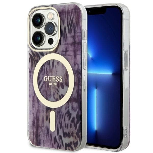 Guess GUHMP14XHLEOPWP ovitek za iPhone 14 Pro Max 6.7" roza/roza Leopard MagSafe