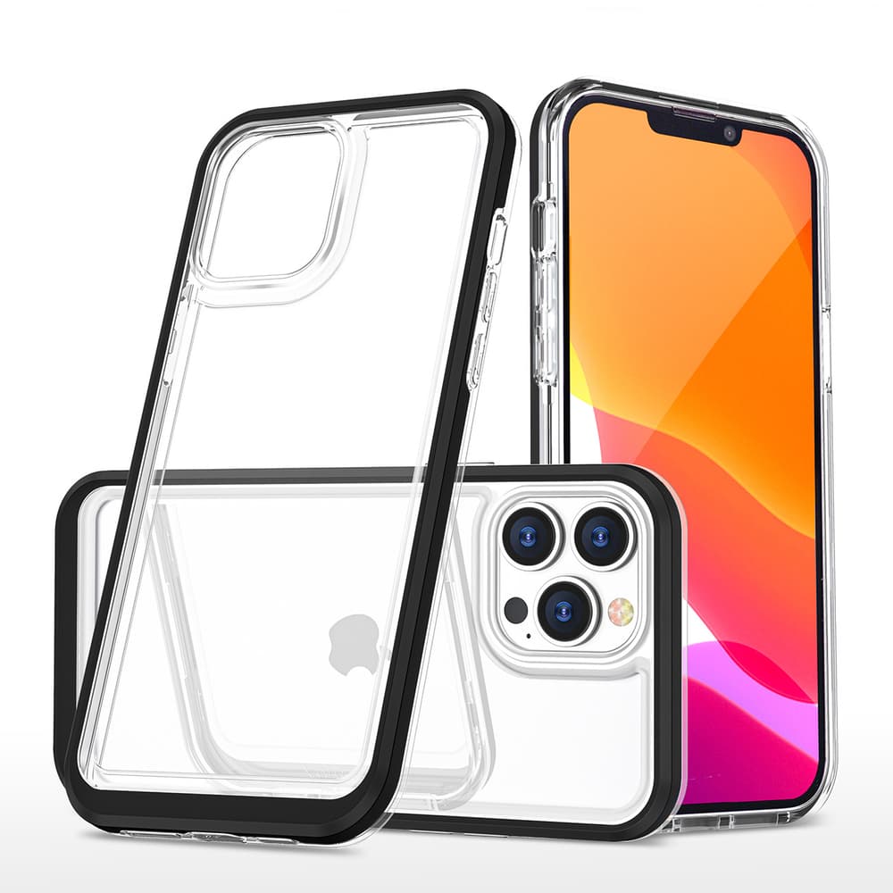 Ovitek Hurtel Clear 3in1 za iPhone 14 Pro Max, s črnim okvirjem